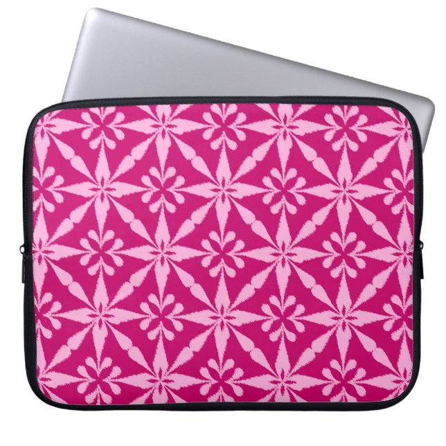 Ikat Star Pattern - Fuchsia Pink Laptop Sleeve (Voorkant)