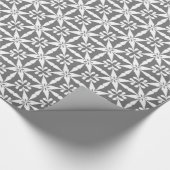 Ikat Star Pattern - Grijs / Grijs en Wit Cadeaupapier (Hoek)