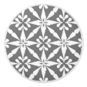 Ikat Star Pattern - Grijs / Grijs en Wit Keramische Knop (Voorkant)