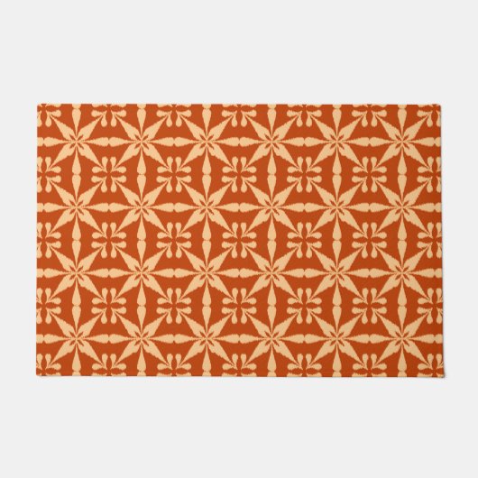 Ikat Star Pattern, Mandarijns Oranje Deurmat (Voorkant)