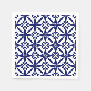 Ikat Star Pattern - Navy Blue en White Servet