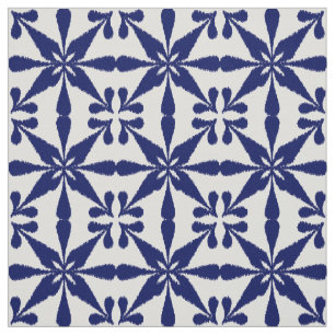 Ikat Star Pattern - Navy Blue en White Stof