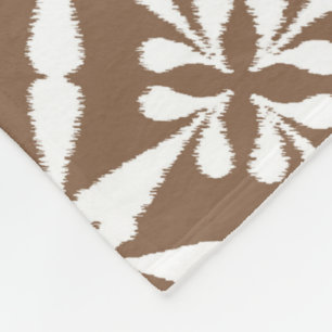 Ikat Star Pattern - Taupe Tan and White Fleece Deken
