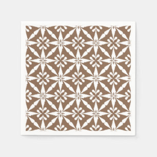 Ikat Star Pattern - Taupe Tan and White Servetten