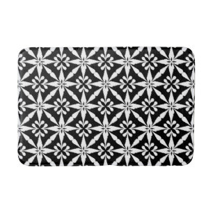 Ikat Star Pattern - Zwart-wit Badmat