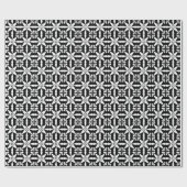 Ikat Star Pattern - Zwart-wit Cadeaupapier (Vlak)
