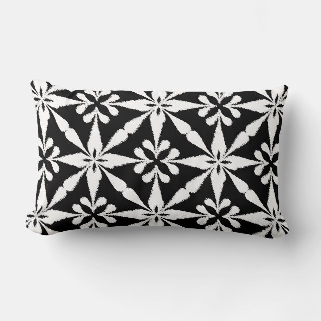 Ikat Star Pattern - Zwart-wit Kussen (Voorkant)