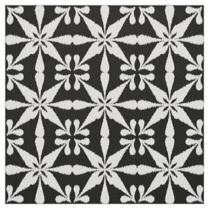 Ikat Star Pattern - Zwart-wit Stof