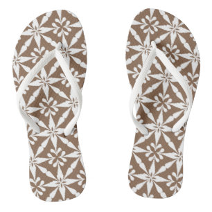 Ikat Sterpatroon - Taupe Taan en Wit Teenslippers