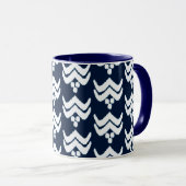 Ikat Stylized Floral - Indigo Blue en White Mok (Voorkant rechts)