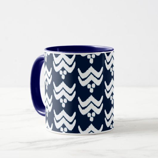 Ikat Stylized Floral - Indigo Blue en White Mok (Voorkant links)