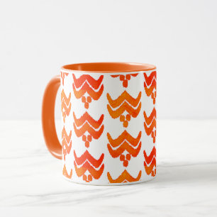 Ikat Stylized Floral - Oranje en Witte Mok