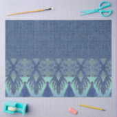 IKAT Tribal Pattern Navy Turquoise Blue Decoupage Tissuepapier (Craft)