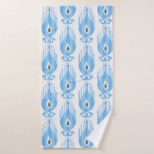 Ikatpatroon in blauw en wit badhanddoek (Badhanddoek)