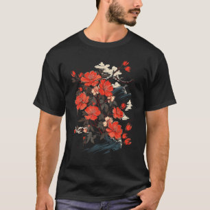 Ikebana Flower Art Japanse stijl Ocean Waves Grap T-shirt