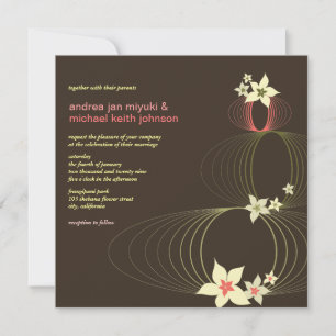 Ikebana Pink Frangipani Tropical Wedding Invite Kaart