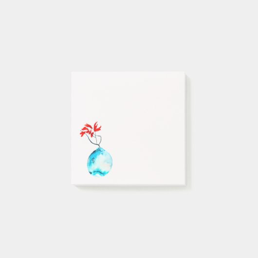 Ikebana waterverf blauw vaas post-it® notes (Voorkant)