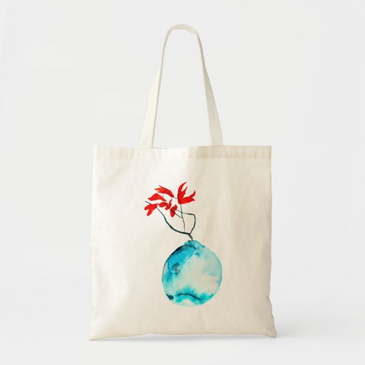 Ikebana waterverf blauw vaas tote bag (Voorkant)