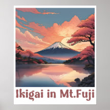 "Ikigai au Mont Fuji : Poster d'art japonais serei