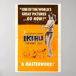 Ikiru 1952 Affiche de film IMPRIMÉ A5-A1 Akira Kur
