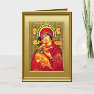 Ikon of Virgin Mary en het kind Jesus Feestdagen Kaart