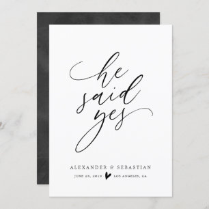 Il a dit le faire-part oui simple de fiançailles