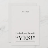 Il A Dit Oui Word Texte Invitation Du Parti De L'E (Devant / Derrière)