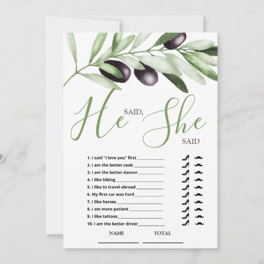 Il a dit qu'elle dit Olive Branches carte de Fête  (Devant)