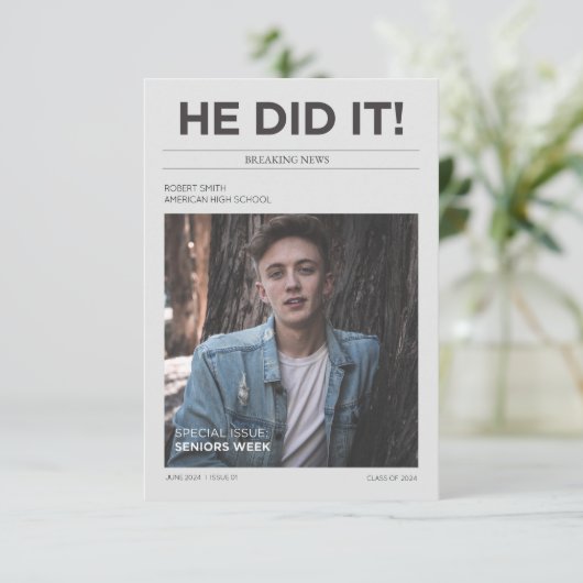 IL A FAIT DIPLÔME FAIRE-PART INVITATION PARTI (Debout devant)