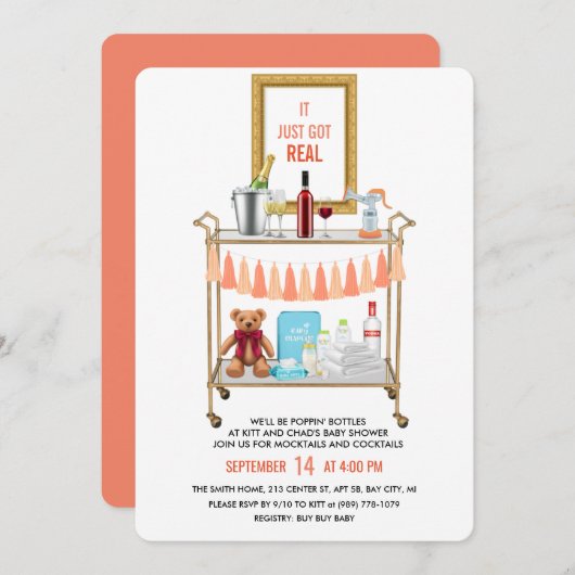 Il A Juste Une Véritable Invitation De Baby shower (Devant / Derrière)