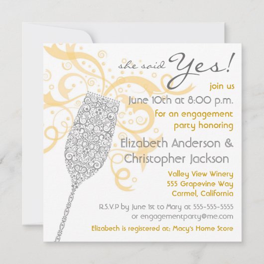 Il a lancé la question Champagne Invitation (Dos)