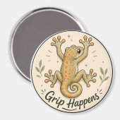 Il arrive qu'on s'accroche, Magnet frigo Gecko. (Recto/Verso)