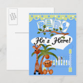 Il est ici C'est un garçon Cartes d'arrivée et Car (Devant / Derrière)