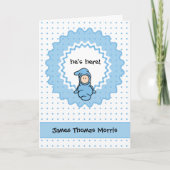 "il est là !" Faire-part de naissance bébé garçon (Devant)