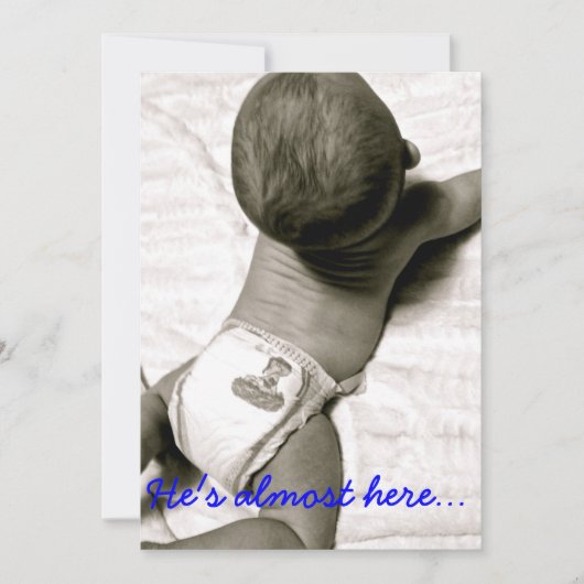 Il est presque ici invitation de baby shower (Devant)