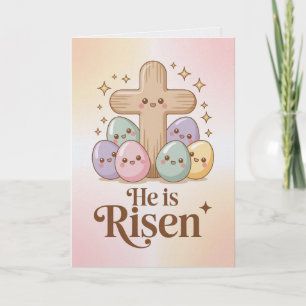 Il Est Ressuscité Carte de Pâques de Style Kawaii