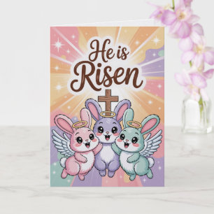 Il Est Ressuscité Carte de Pâques Kawaii Chretienn