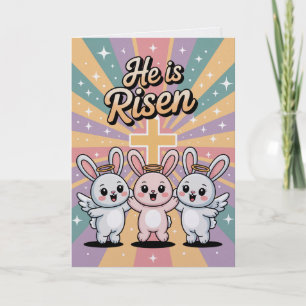 Il est ressuscité Carte de Pâques Kawaii Chrétiens