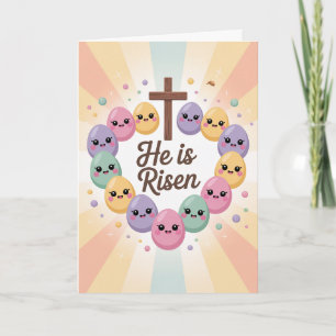 Il est ressuscité Carte de Pâques Kawaii Religieus