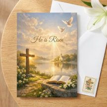 Il est ressuscité Carte de vœux de Pâques chrétien