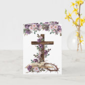 Il est ressuscité | Croix avec la carte de Pâques  (Fleur jaune)