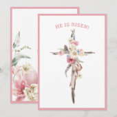 Il Est Ressuscité | Croix d'aquarelle | Carte Pâqu (Devant / Derrière)