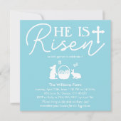 Il est Ressuscité Invitation de Pâques Bleu Clair (Devant)