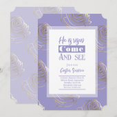 Il Est Ressuscité Purple Pâques Invitation Card (Devant / Derrière)