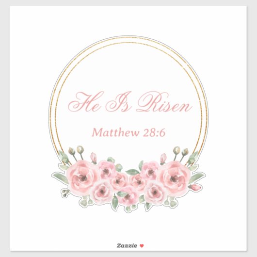 Il Est Ressuscité Stickers Pâques Rose Floral (Feuille)