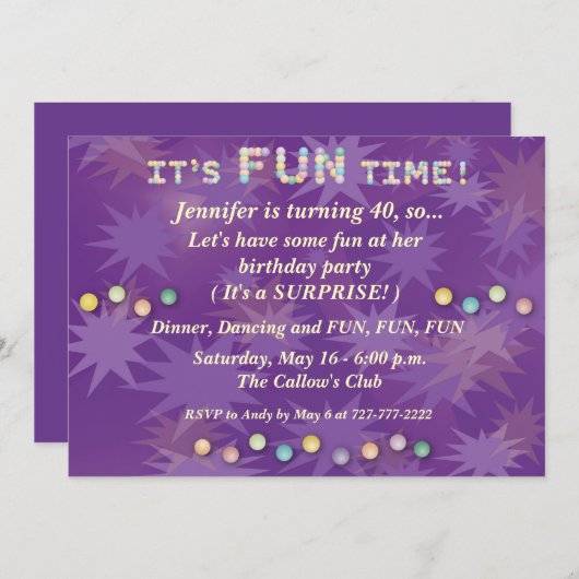 Il est temps d'AMUSEMENT - invitation (Devant / Derrière)