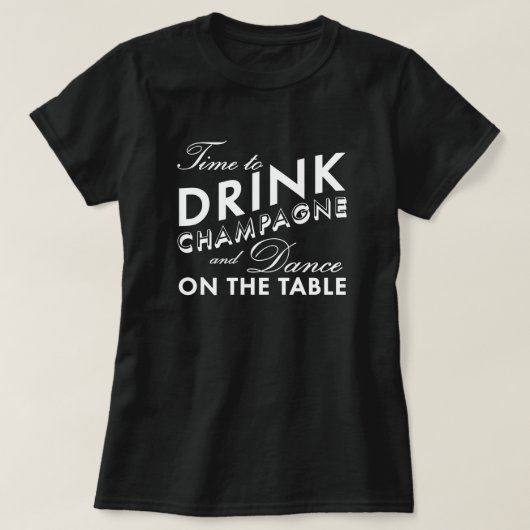 Il est temps de boire du Champagne Black T-shirt (Design devant)