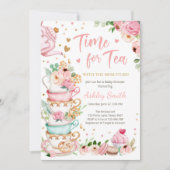 Il est temps pour le Tea Baby shower Invitation Te (Devant)
