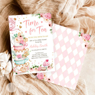 Il est temps pour le Tea Baby shower Invitation Te