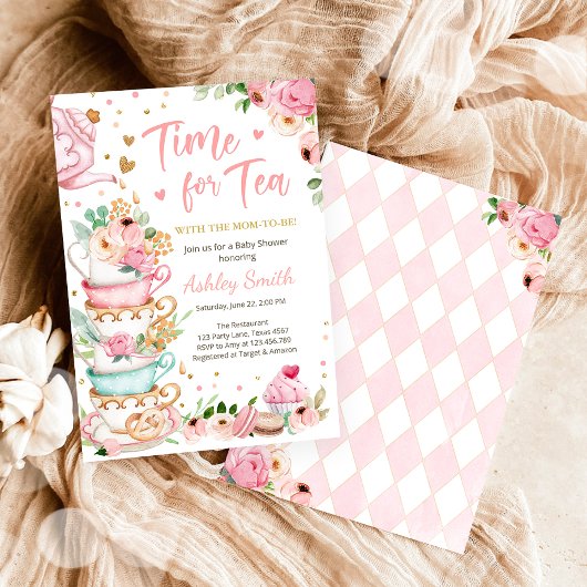Il est temps pour le Tea Baby shower Invitation Te